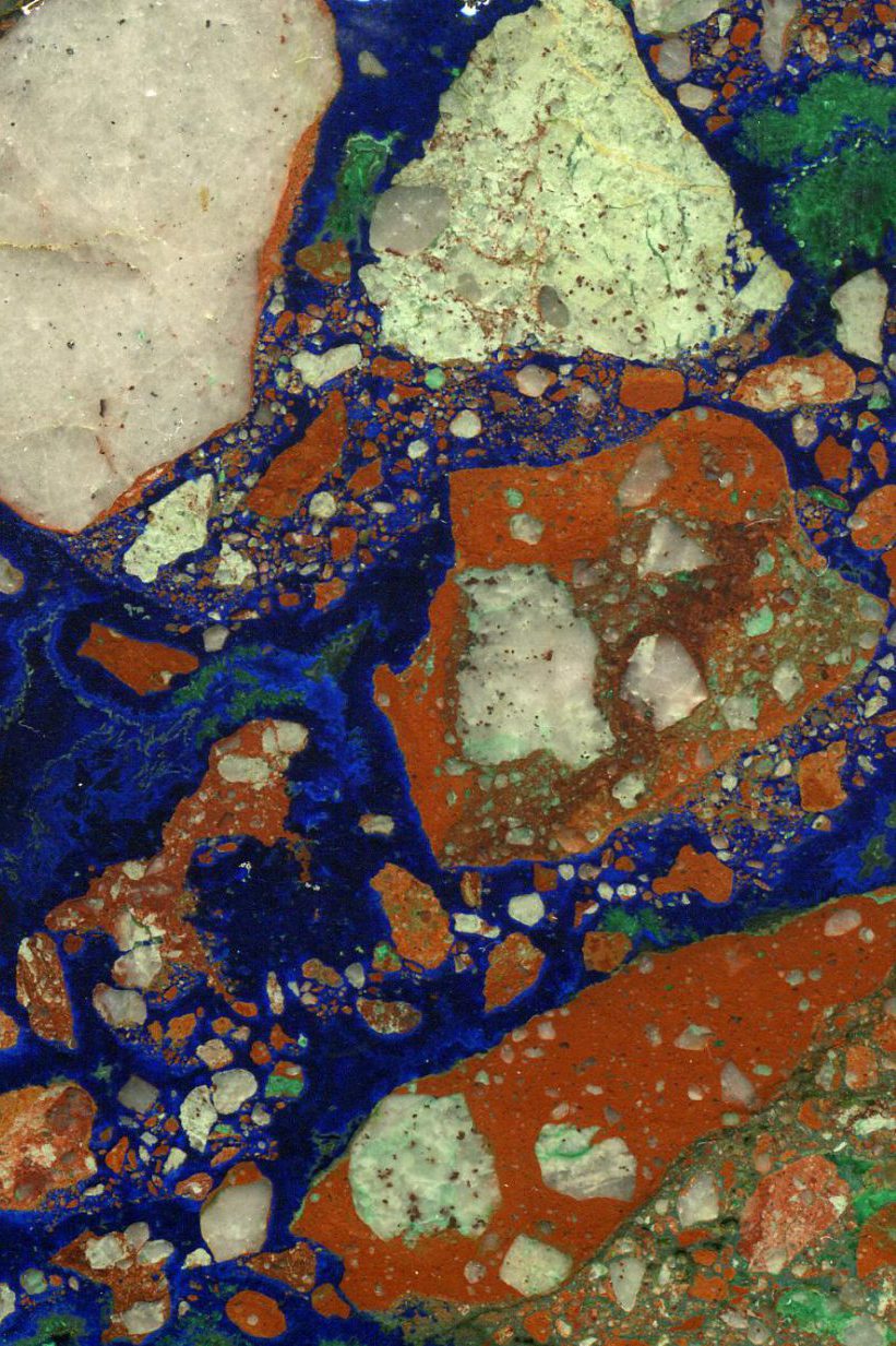 Azurite-cemented_breccia_,_Morenci_Mine,_Arizona Azurite-cemented_breccia_,_Morenci_Mine,_Arizona